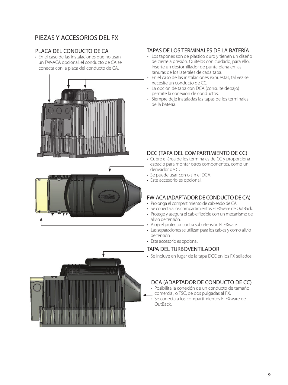 Piezas y accesorios del fx | Outback Power Systems GVFX Series Inverter/Charger Installation Manual User Manual | Page 11 / 88