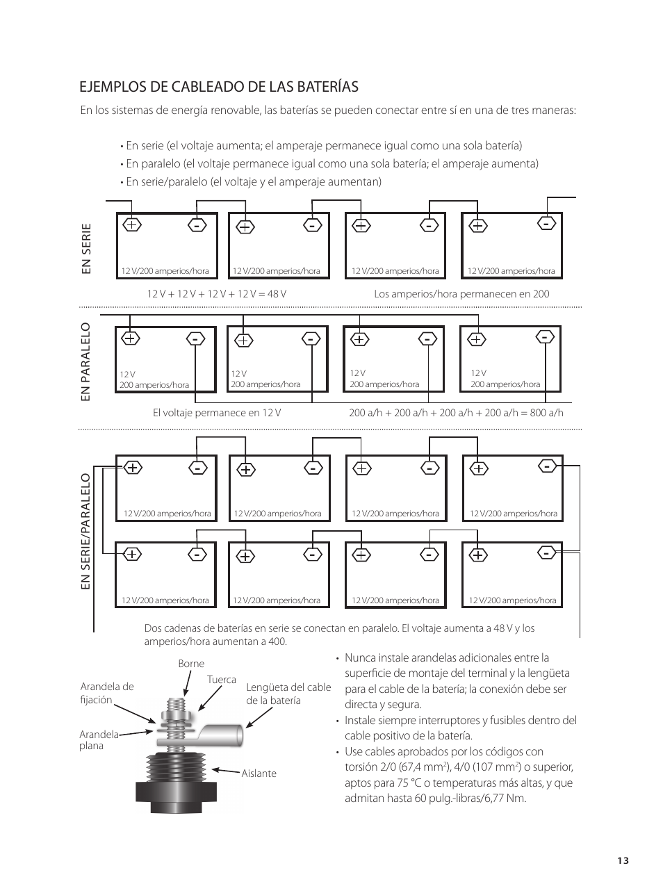 Ejemplos de cableado de las baterías | Outback Power Systems GVFX Series Inverter/Charger Installation Manual User Manual | Page 15 / 88