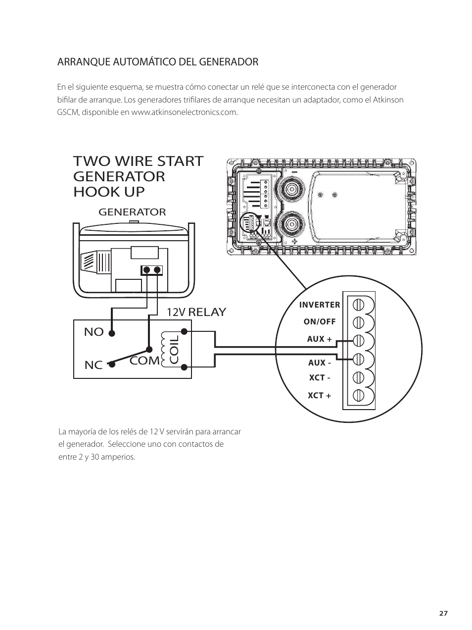 Two wire start generator hook up | Outback Power Systems GVFX Series Inverter/Charger Installation Manual User Manual | Page 29 / 88