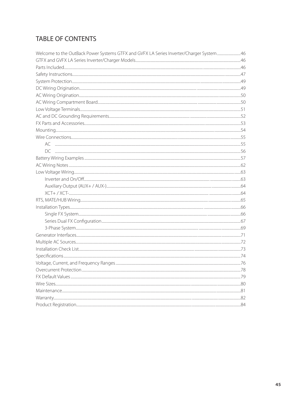 Outback Power Systems GVFX Series Inverter/Charger Installation Manual User Manual | Page 47 / 88