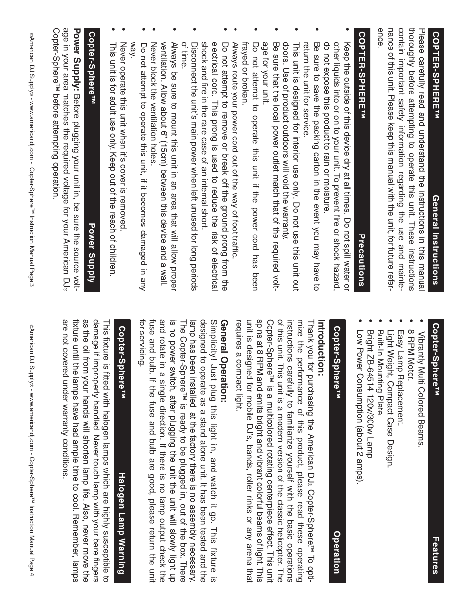 American DJ Copter-Sphere User Manual | Page 2 / 4