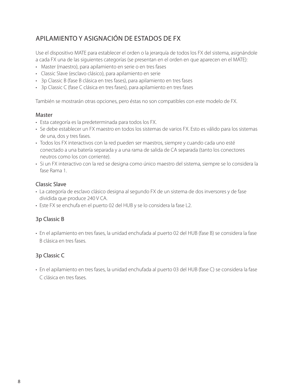 Apilamiento y asignación de estados de fx | Outback Power Systems GVFX Series Inverter/Charger Programing Manual User Manual | Page 10 / 64