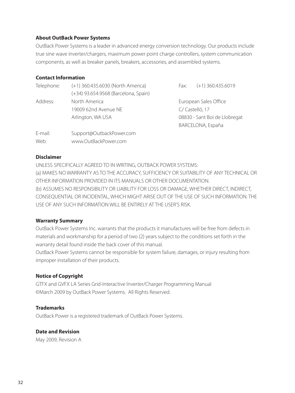 Outback Power Systems GVFX Series Inverter/Charger Programing Manual User Manual | Page 34 / 64