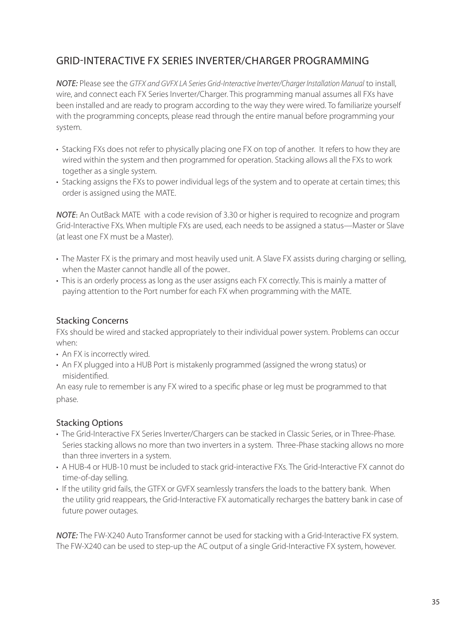 Outback Power Systems GVFX Series Inverter/Charger Programing Manual User Manual | Page 37 / 64