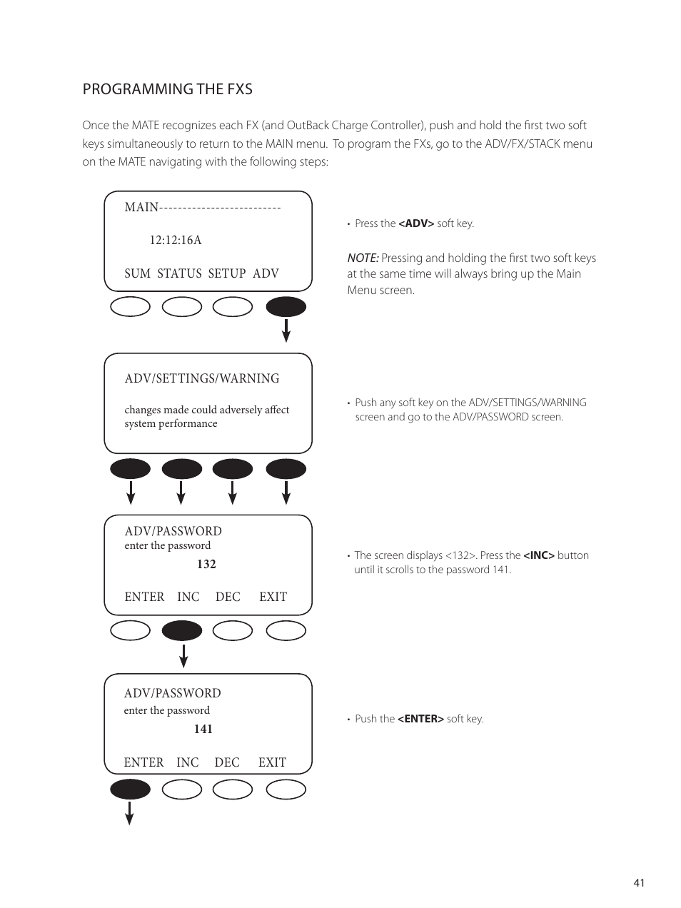 Programming the fxs | Outback Power Systems GVFX Series Inverter/Charger Programing Manual User Manual | Page 43 / 64