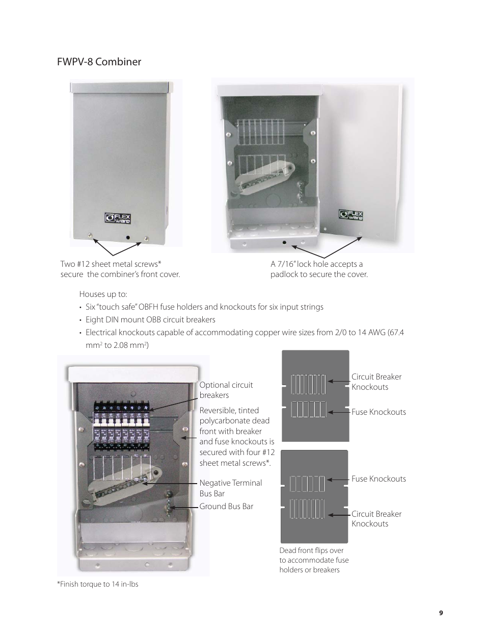Fwpv-8 combiner | Outback Power Systems PV 12 Combiner User Manual | Page 11 / 28