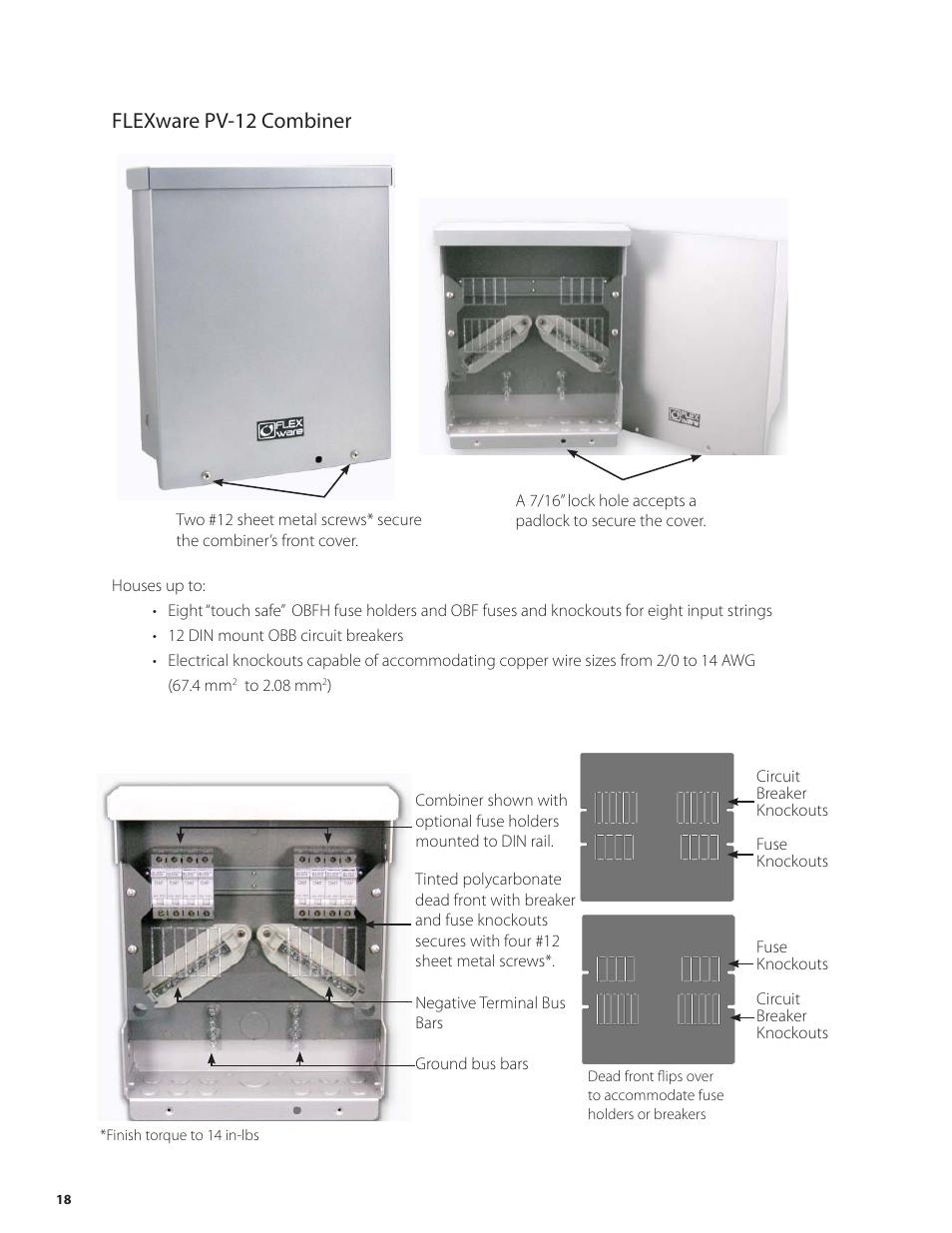 Flexware pv-12 combiner | Outback Power Systems PV 12 Combiner User Manual | Page 20 / 28