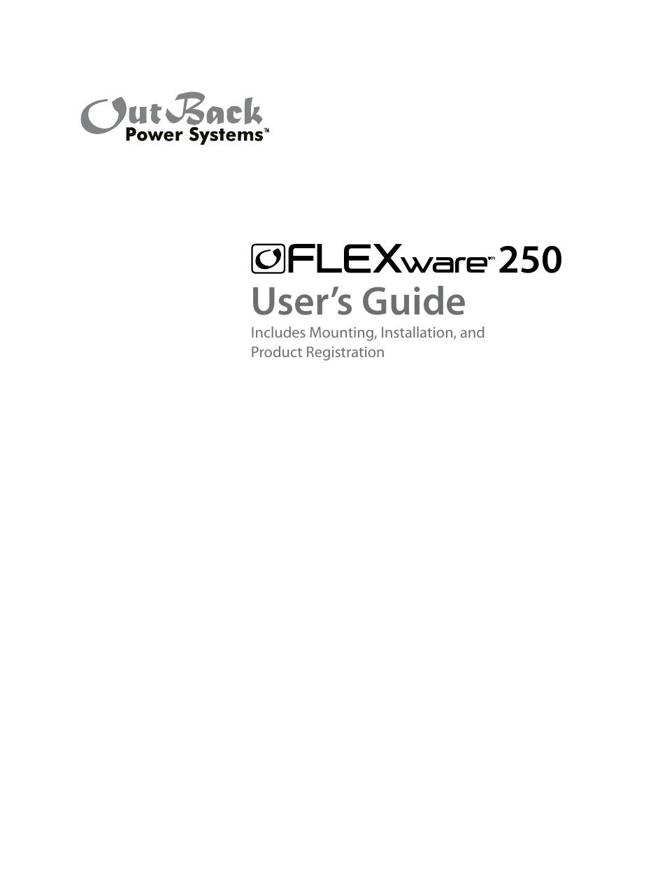 Outback Power Systems FLEXware 250 - Users Guide User Manual | 16 pages