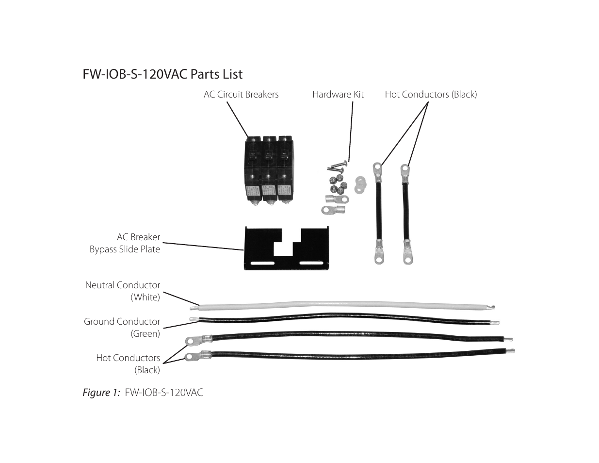 Fw-iob-s-120vac parts list | Outback Power Systems FW-IOB-S-120VAC Input/Output/Bypass Assembly - Installation Instructions User Manual | Page 4 / 8