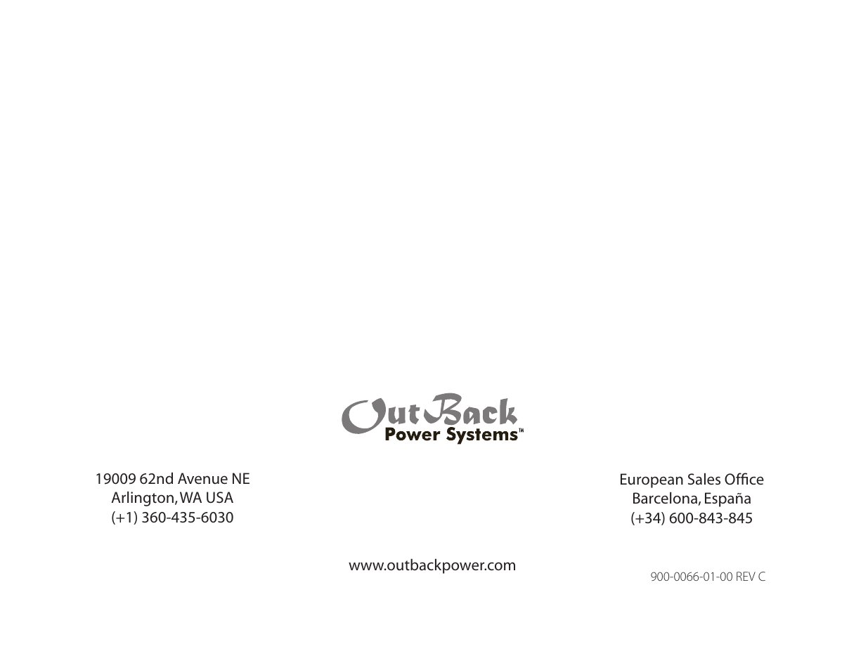 Outback Power Systems FW-IOB-S-120VAC Input/Output/Bypass Assembly - Installation Instructions User Manual | Page 8 / 8