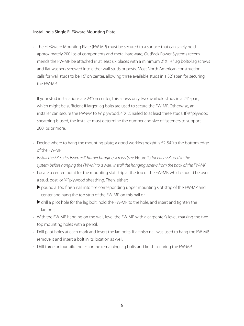 Outback Power Systems FLEXware Mounting Plate Users Guide User Manual | Page 7 / 12