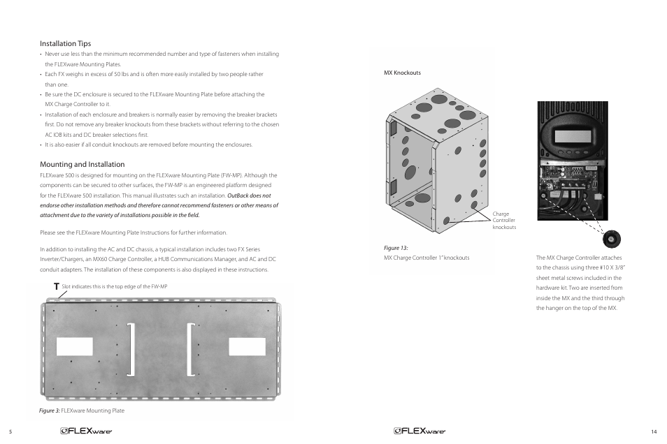 Installation tips, Mounting and installation | Outback Power Systems FLEXware 500 Users Guide User Manual | Page 8 / 12