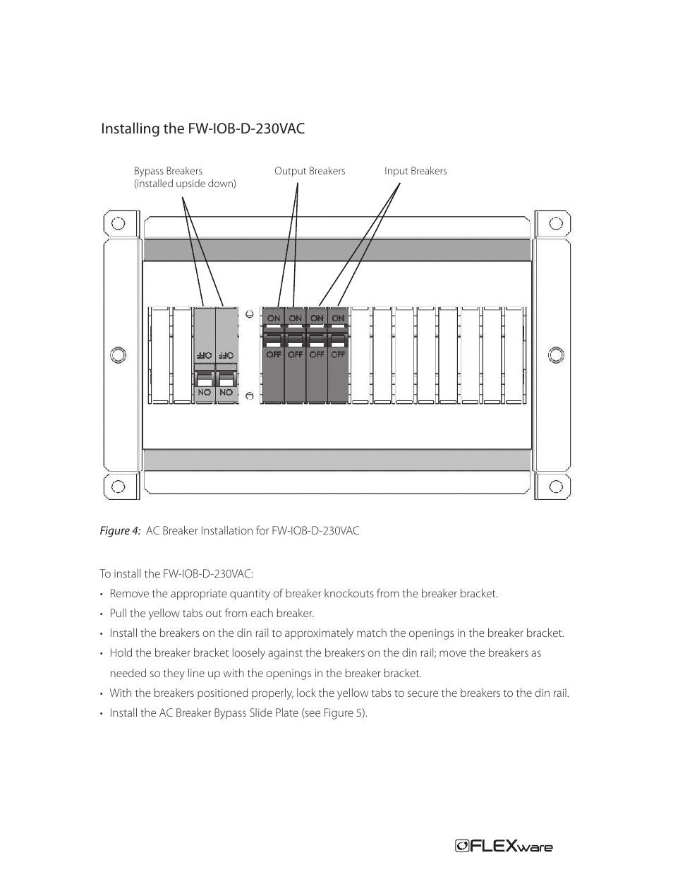 Installing the fw-iob-d-230vac | Outback Power Systems FW-IOB-D-230VAC Input/Output/Bypass Assembly - Installation Instructions User Manual | Page 7 / 8