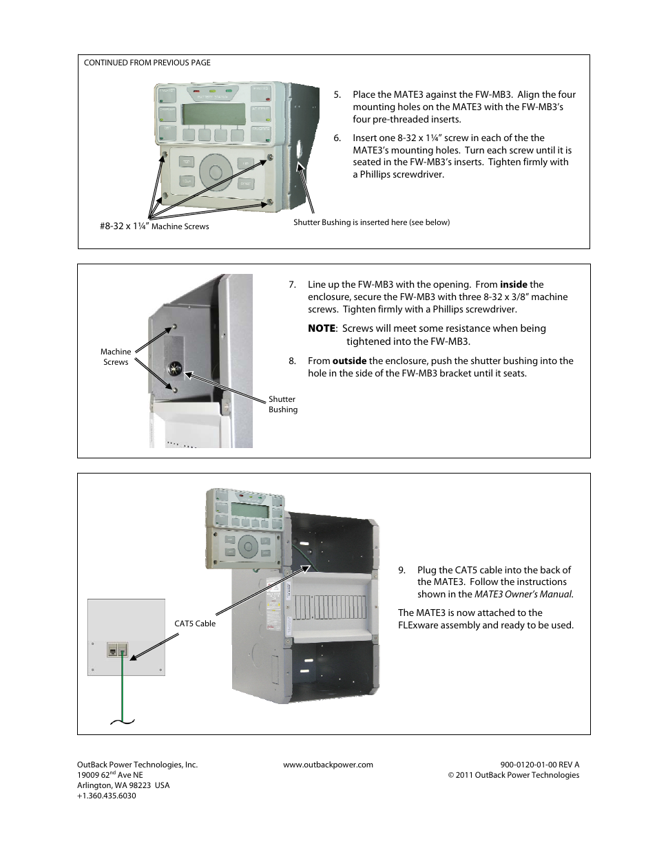 Outback Power Systems FLEXware MATE3 Mounting Bracket - Installation Instructions User Manual | Page 2 / 2