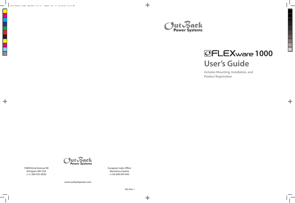 Outback Power Systems FLEXware 1000 Users Guide User Manual | 24 pages