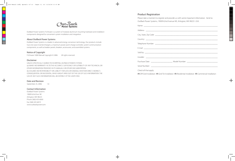 Outback Power Systems FLEXware 1000 Users Guide User Manual | Page 2 / 24