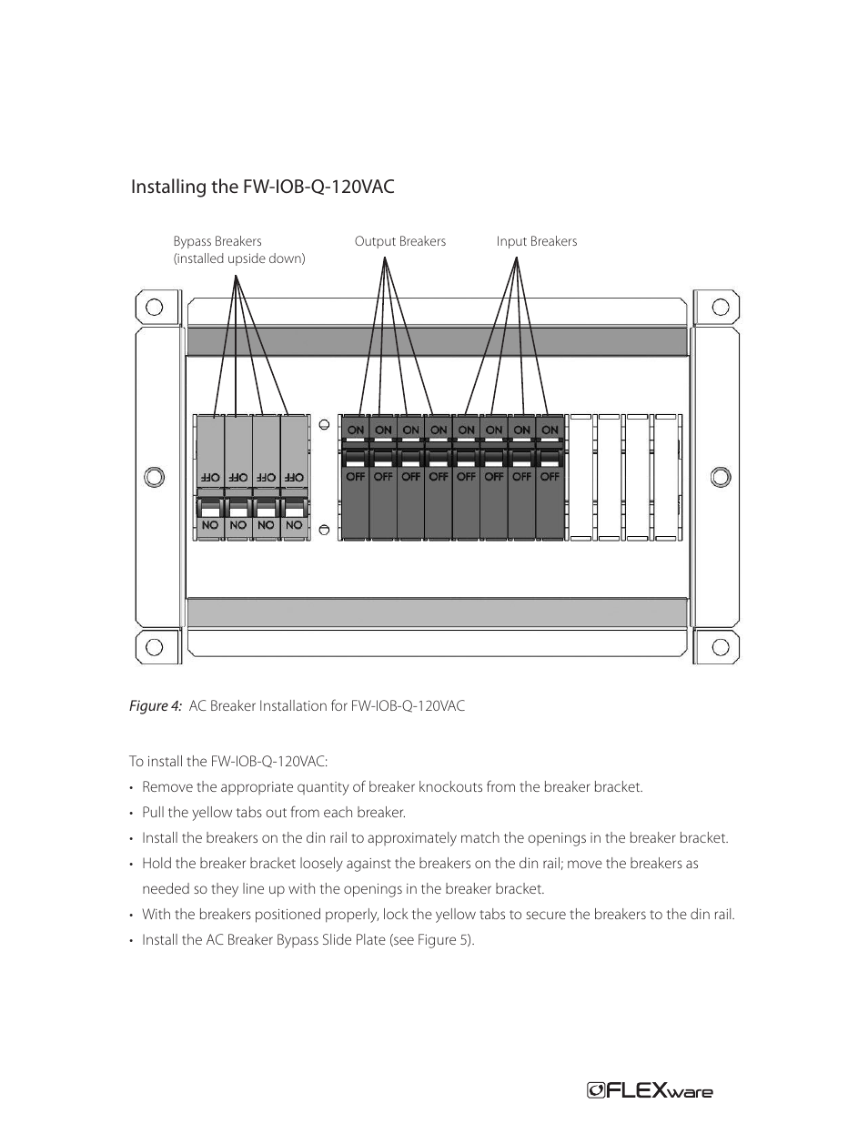 Installing the fw-iob-q-120vac | Outback Power Systems FW-IOB-Q-120VAC Input/Output/Bypass Assembly - Installation Instructions User Manual | Page 7 / 8