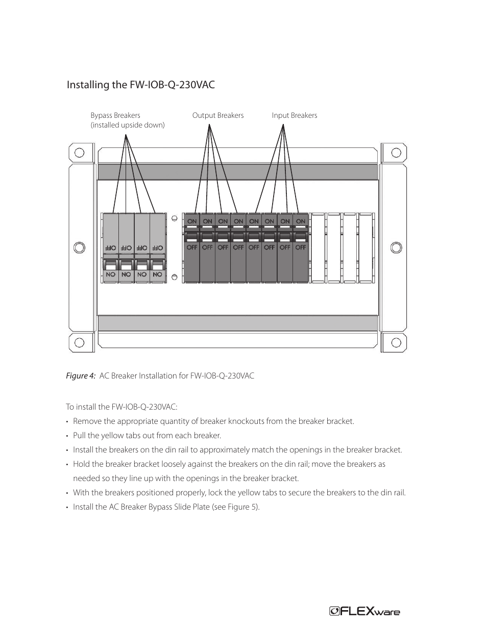 Installing the fw-iob-q-230vac | Outback Power Systems FW-IOB-Q-230VAC Input/Output/Bypass Assembly - Installation Instructions User Manual | Page 7 / 8