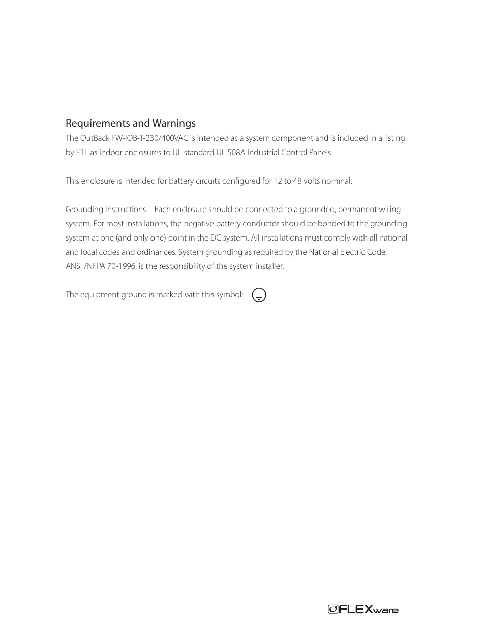 Outback Power Systems FW-IOB-T-230/400VAC Input/Output/Bypass Assembly - Installation Instructions User Manual | Page 3 / 8