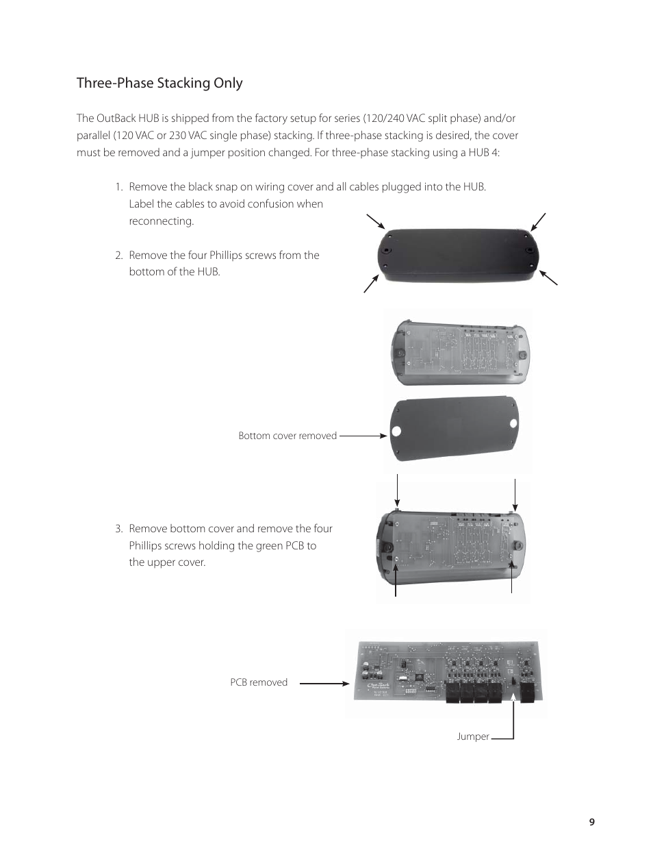 Three-phase stacking only | Outback Power Systems HUB-10 System Communication Manager User’s Manual User Manual | Page 10 / 19