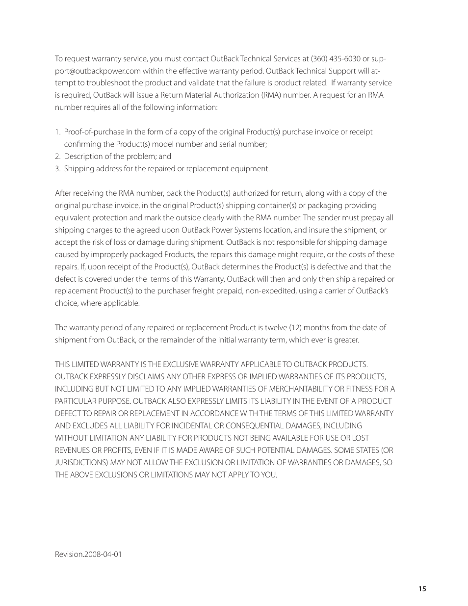 Outback Power Systems HUB-10 System Communication Manager User’s Manual User Manual | Page 16 / 19