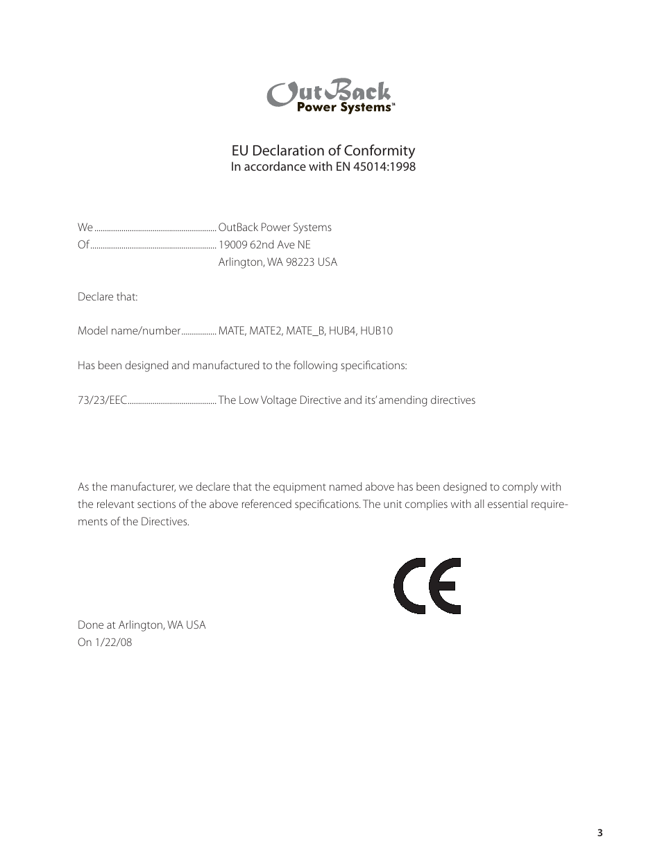 Outback Power Systems HUB-10 System Communication Manager User’s Manual User Manual | Page 4 / 19