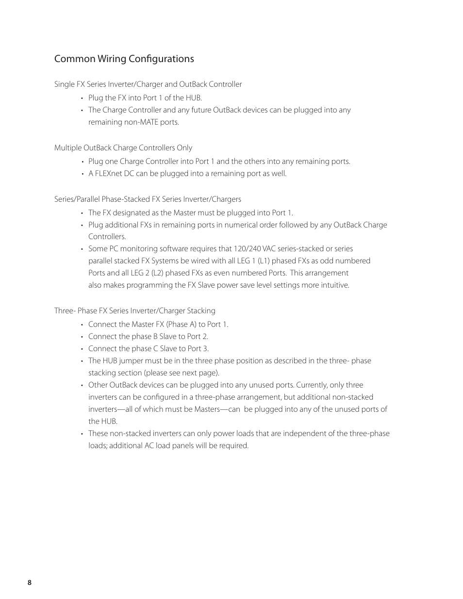 Common wiring confi gurations | Outback Power Systems HUB-10 System Communication Manager User’s Manual User Manual | Page 9 / 19