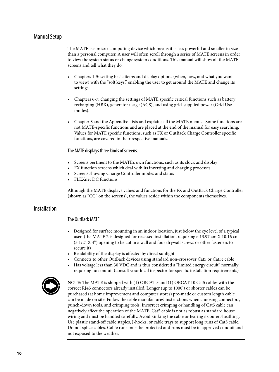 Manual setup installation | Outback Power Systems MATE2 System Controller and Display Installation and User Manual User Manual | Page 10 / 132