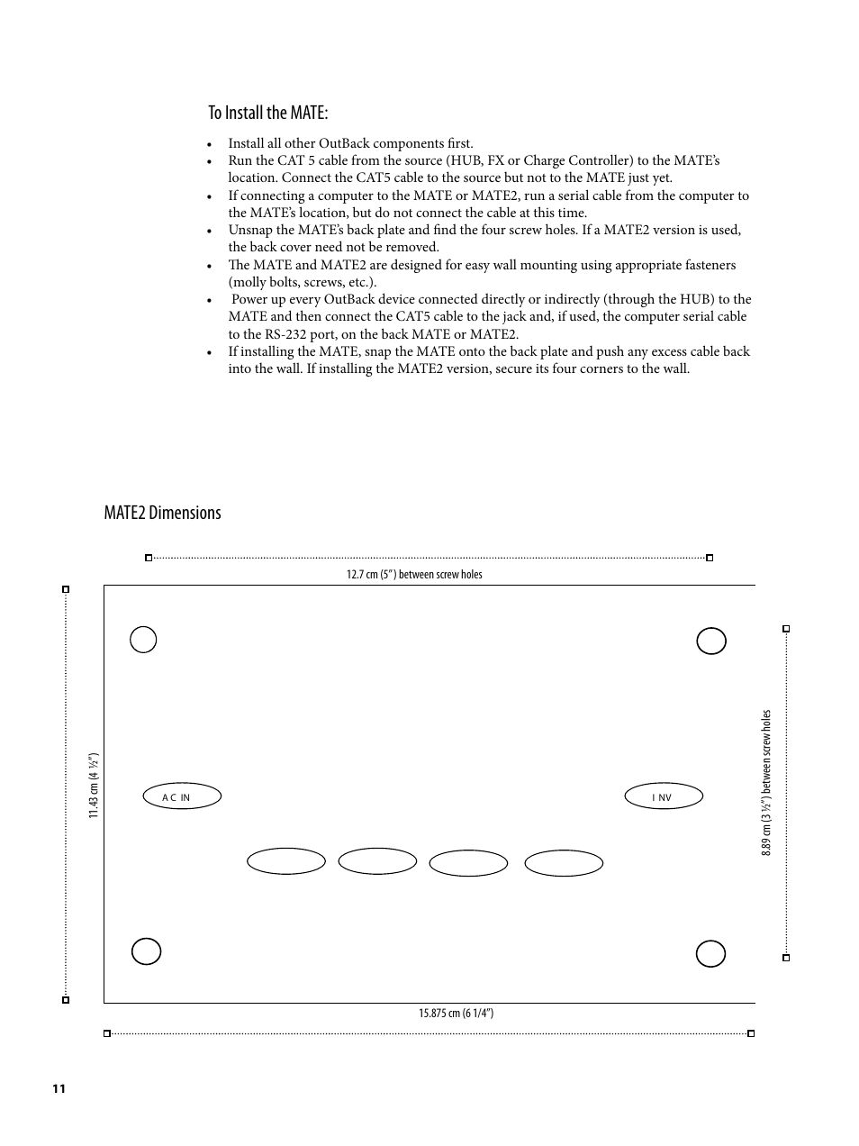 Mate2 dimensions | Outback Power Systems MATE2 System Controller and Display Installation and User Manual User Manual | Page 11 / 132