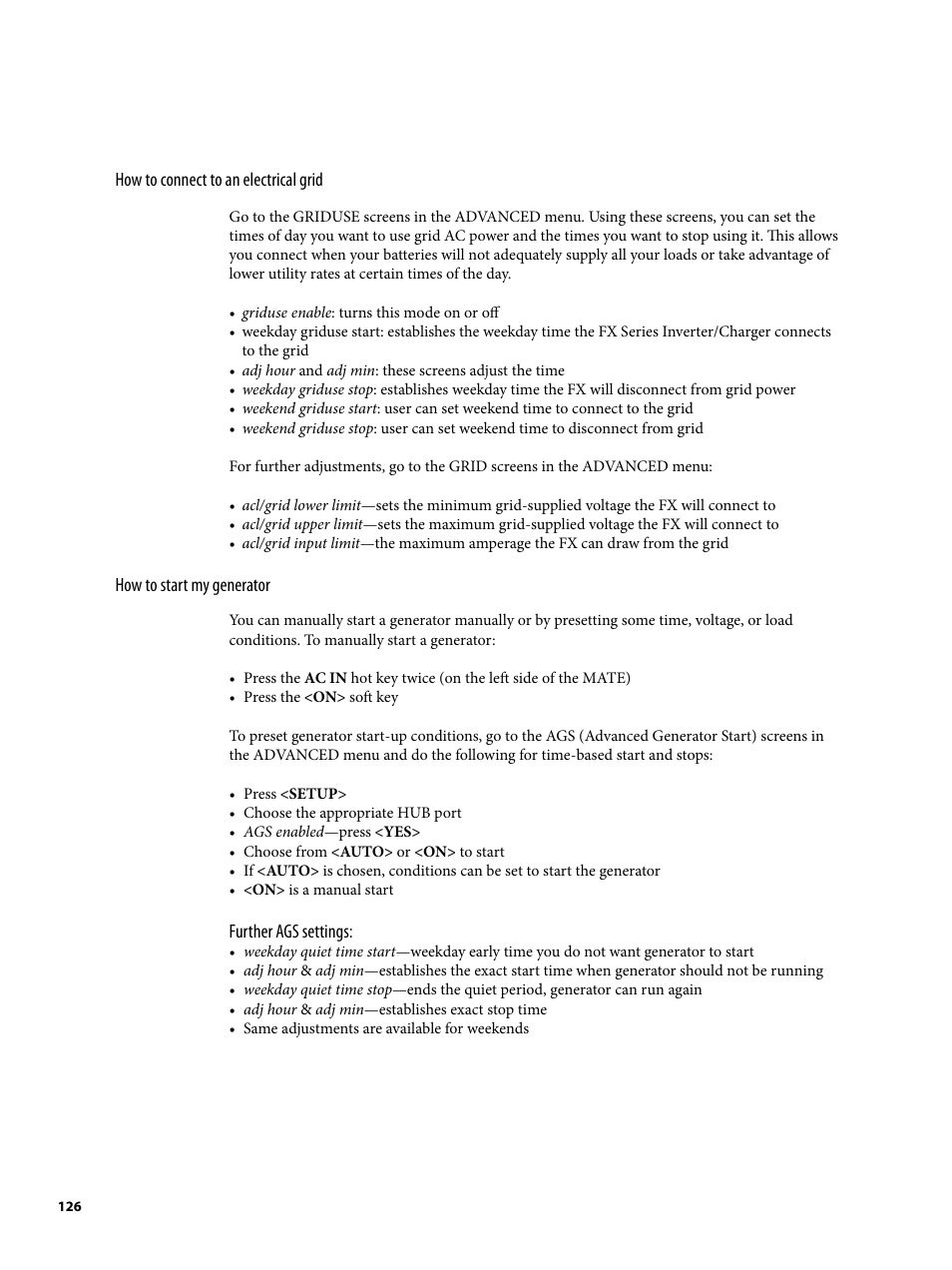 Outback Power Systems MATE2 System Controller and Display Installation and User Manual User Manual | Page 126 / 132