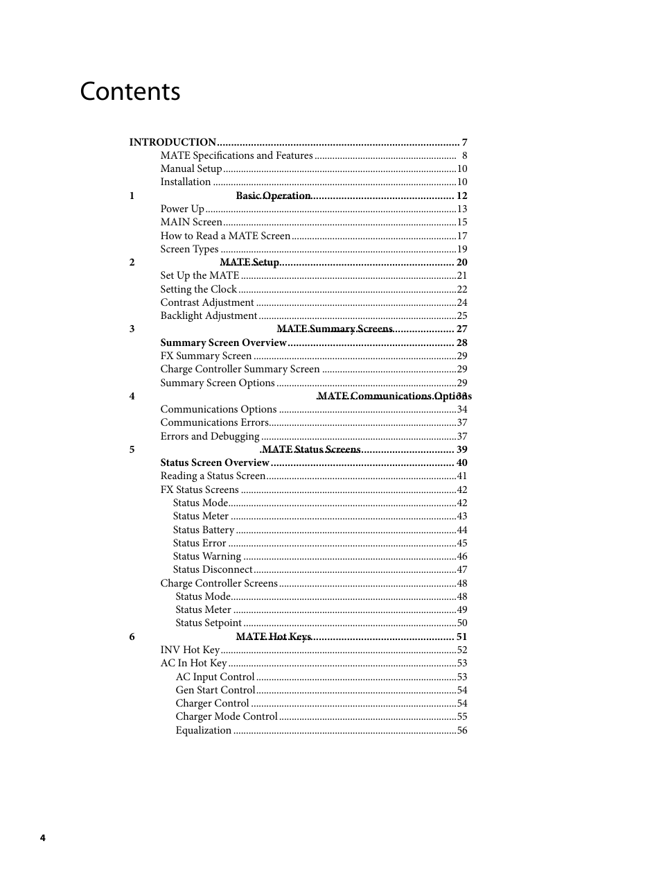 Outback Power Systems MATE2 System Controller and Display Installation and User Manual User Manual | Page 4 / 132