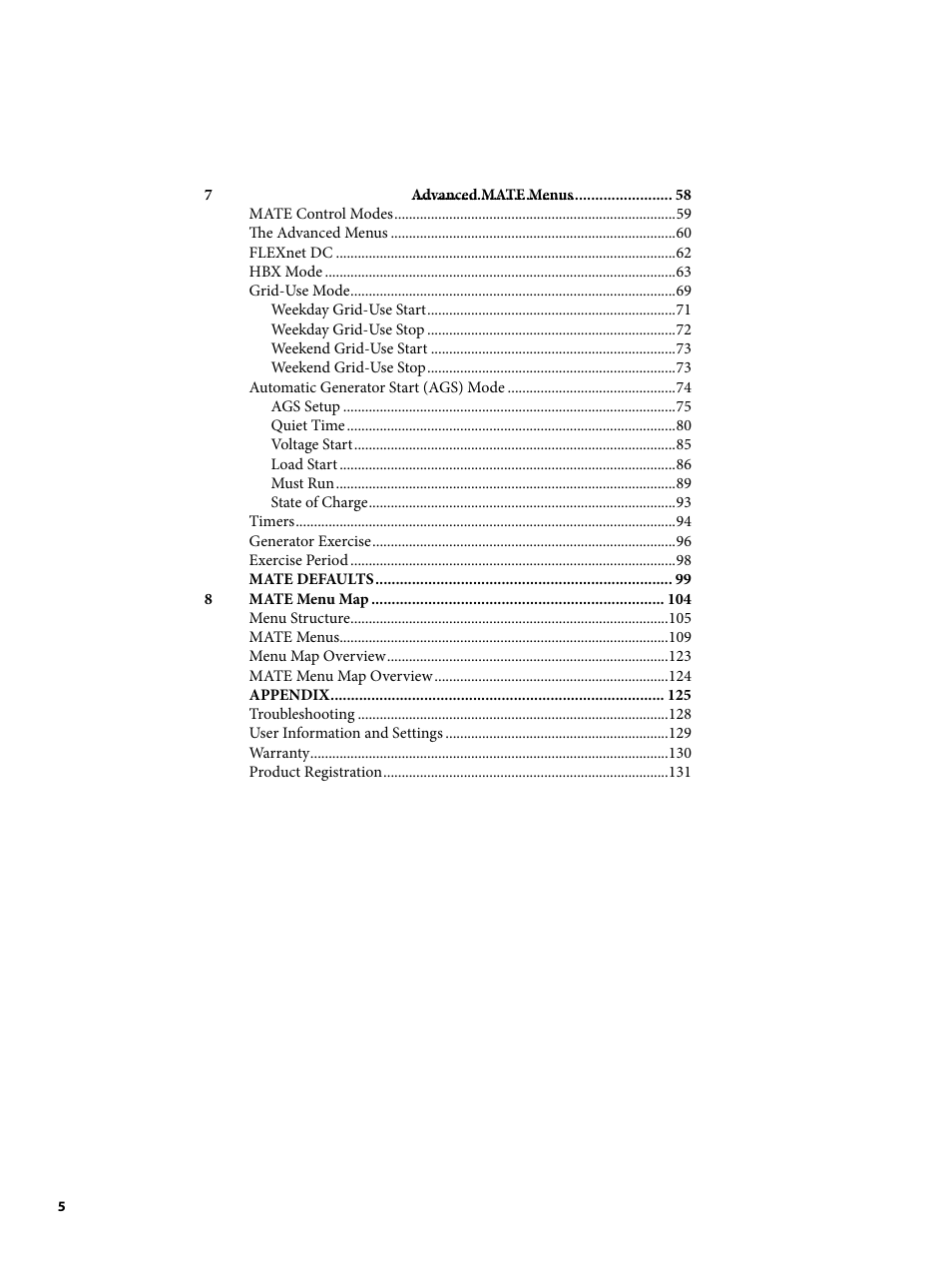 Outback Power Systems MATE2 System Controller and Display Installation and User Manual User Manual | Page 5 / 132