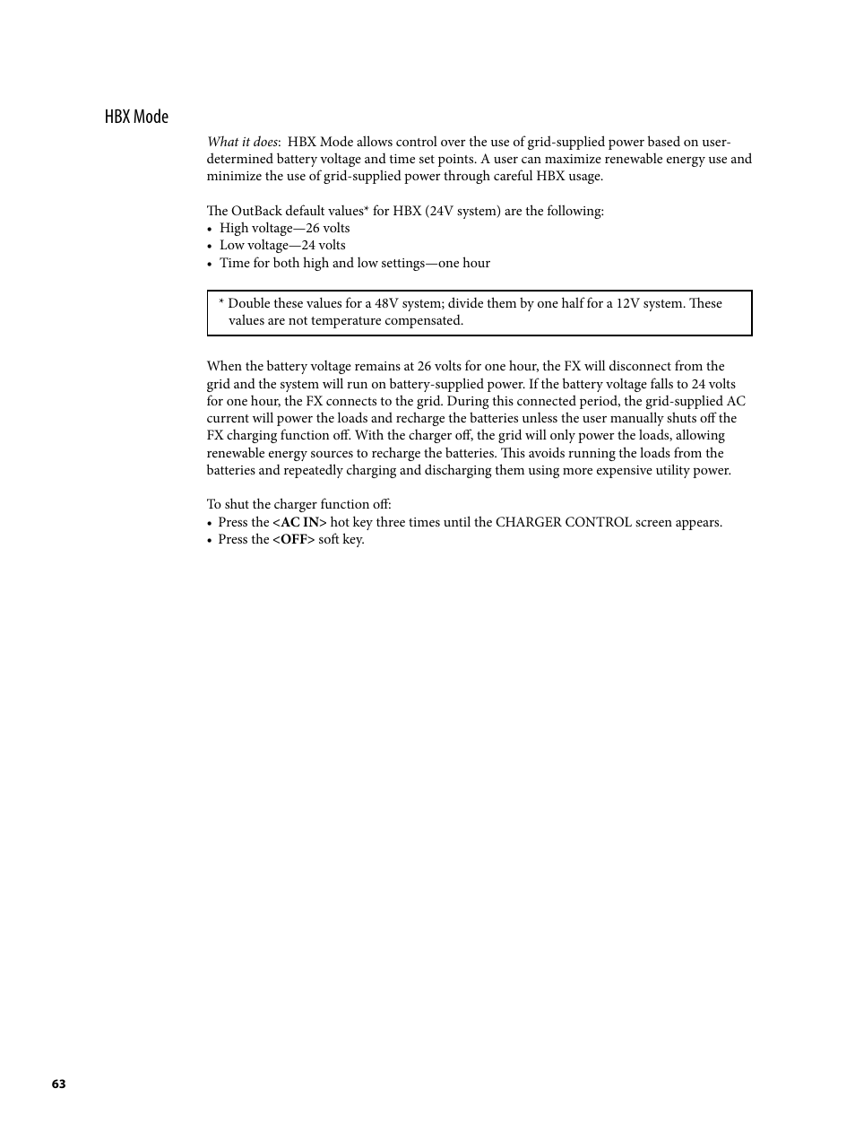 Hbx mode | Outback Power Systems MATE2 System Controller and Display Installation and User Manual User Manual | Page 63 / 132