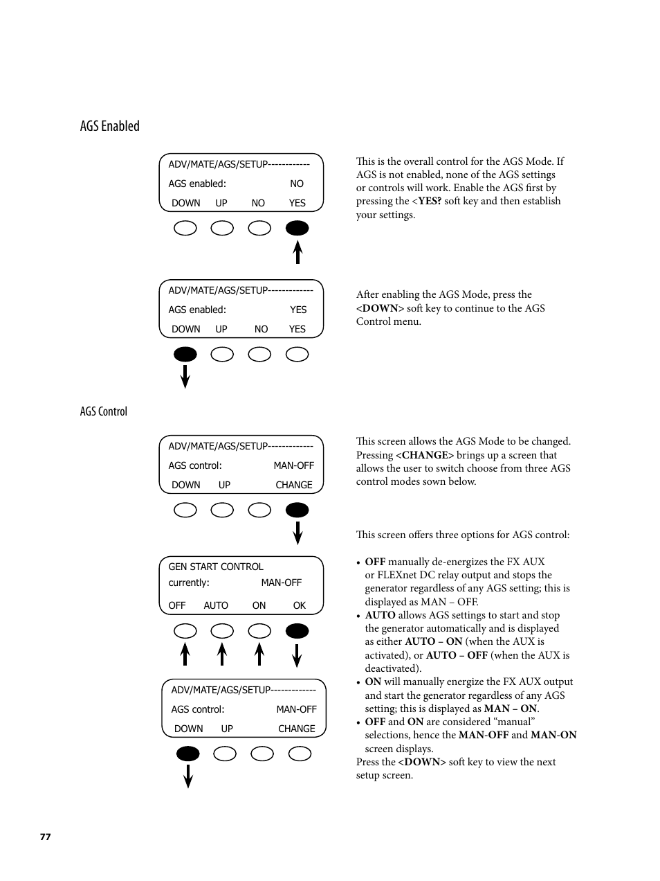 Ags enabled | Outback Power Systems MATE2 System Controller and Display Installation and User Manual User Manual | Page 77 / 132