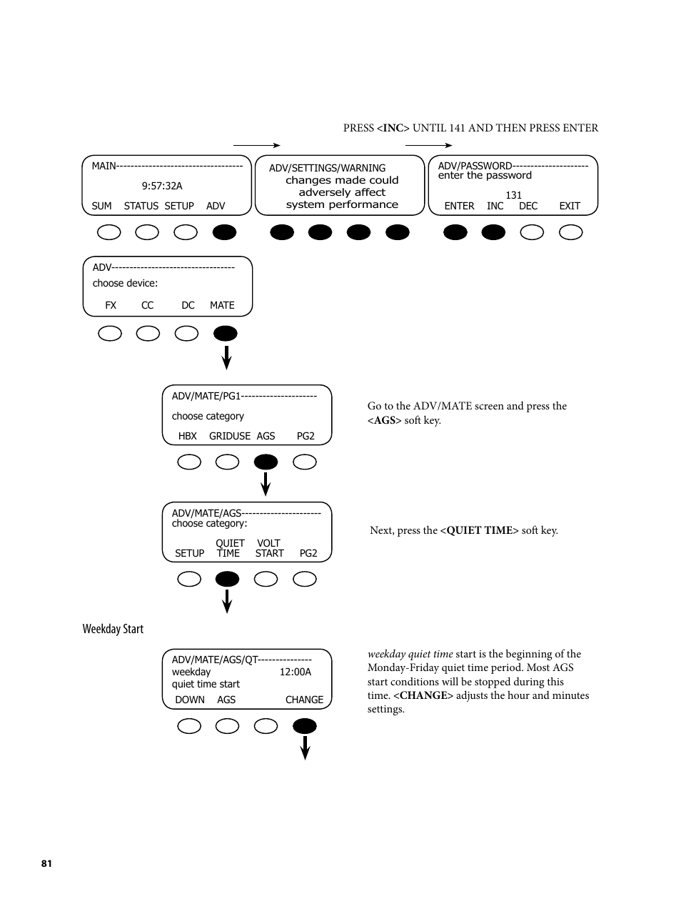 Weekday start | Outback Power Systems MATE2 System Controller and Display Installation and User Manual User Manual | Page 81 / 132