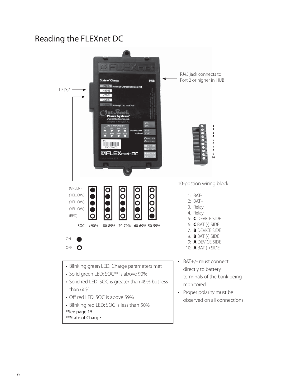 Reading the flexnet dc | Outback Power Systems FLEXnet DC Users Guide User Manual | Page 7 / 34