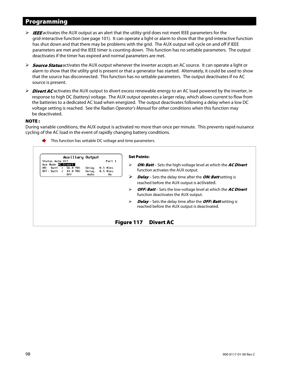 Programming | Outback Power Systems MATE3 Owners Manual User Manual | Page 100 / 190