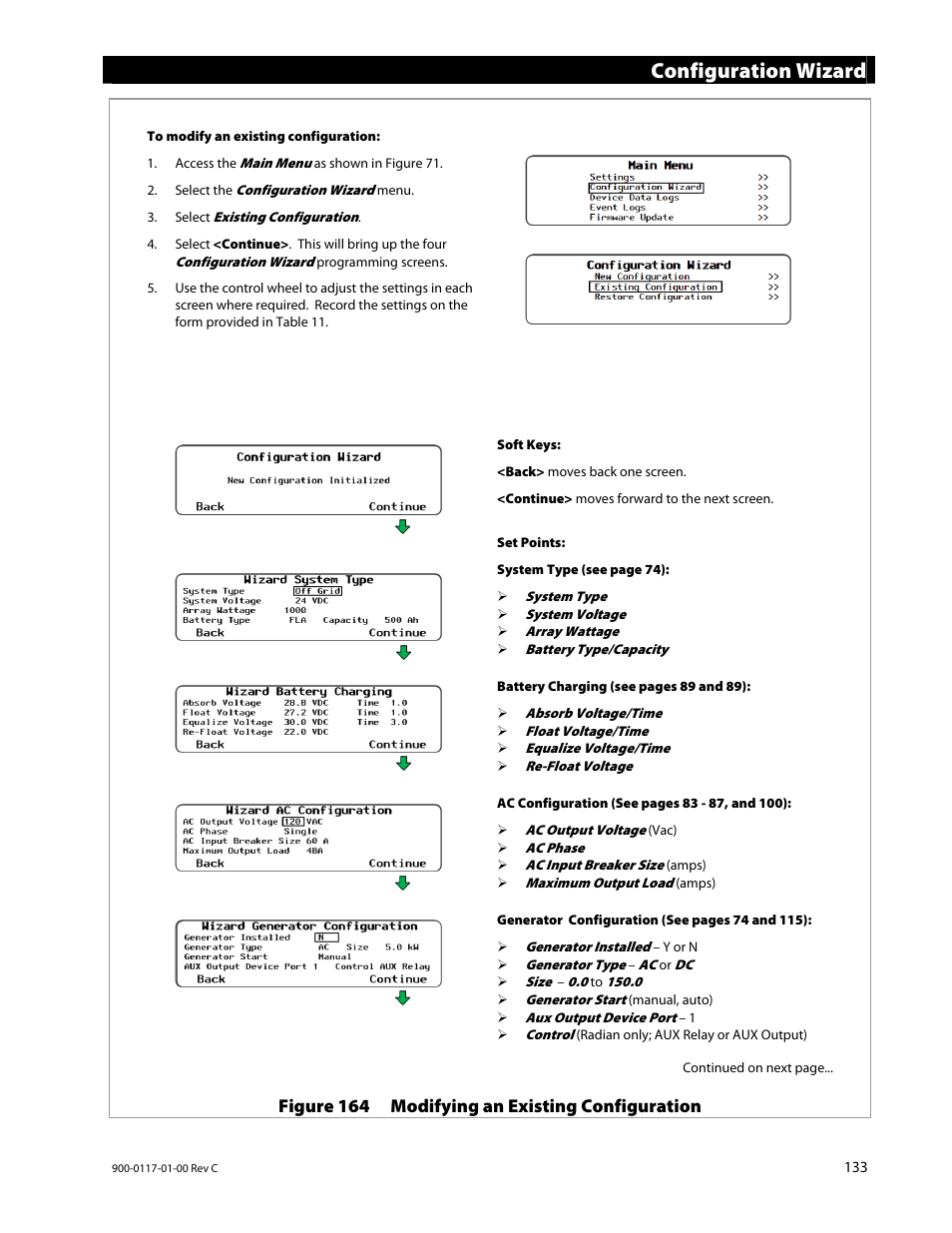 Configuration wizard, Figure 164 modifying an existing configuration | Outback Power Systems MATE3 Owners Manual User Manual | Page 135 / 190