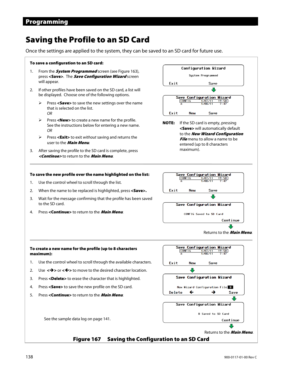 Saving the profile to an sd card, Programming, Figure 167 saving the configuration to an sd card | Outback Power Systems MATE3 Owners Manual User Manual | Page 140 / 190