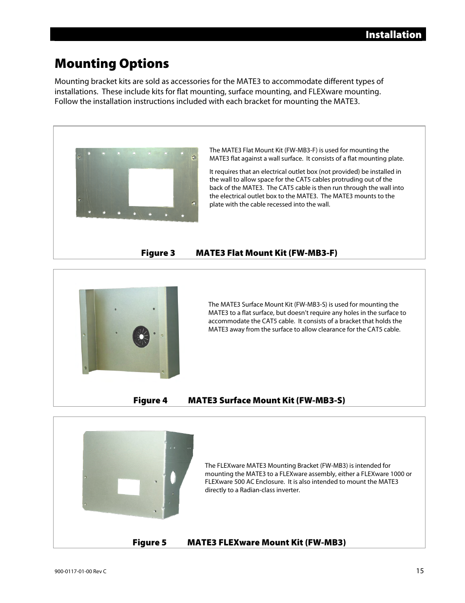 Mounting options, Installation | Outback Power Systems MATE3 Owners Manual User Manual | Page 17 / 190