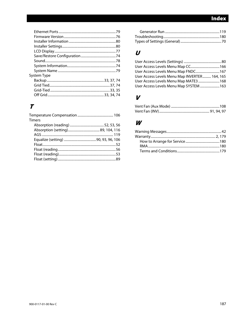Outback Power Systems MATE3 Owners Manual User Manual | Page 189 / 190