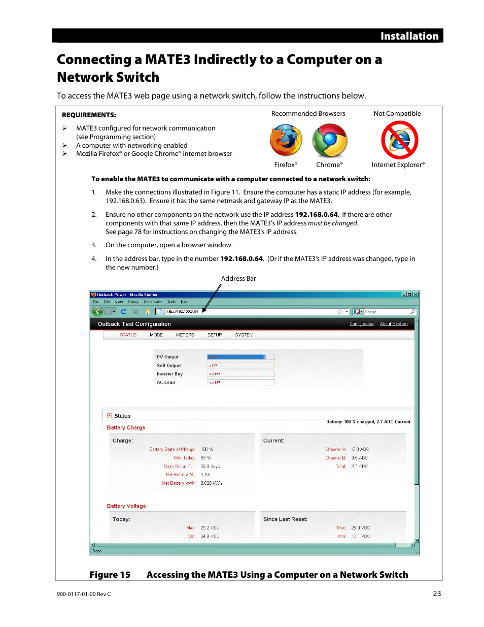 Installation | Outback Power Systems MATE3 Owners Manual User Manual | Page 25 / 190