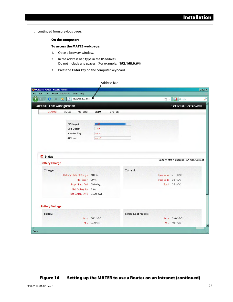 Installation | Outback Power Systems MATE3 Owners Manual User Manual | Page 27 / 190