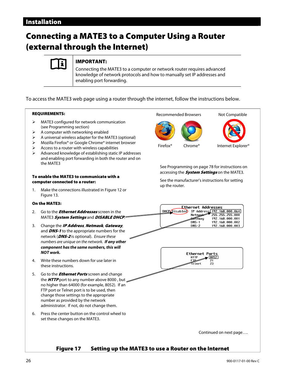 Installation | Outback Power Systems MATE3 Owners Manual User Manual | Page 28 / 190