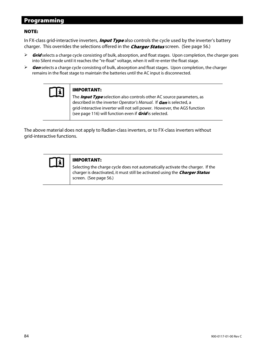 Programming | Outback Power Systems MATE3 Owners Manual User Manual | Page 86 / 190