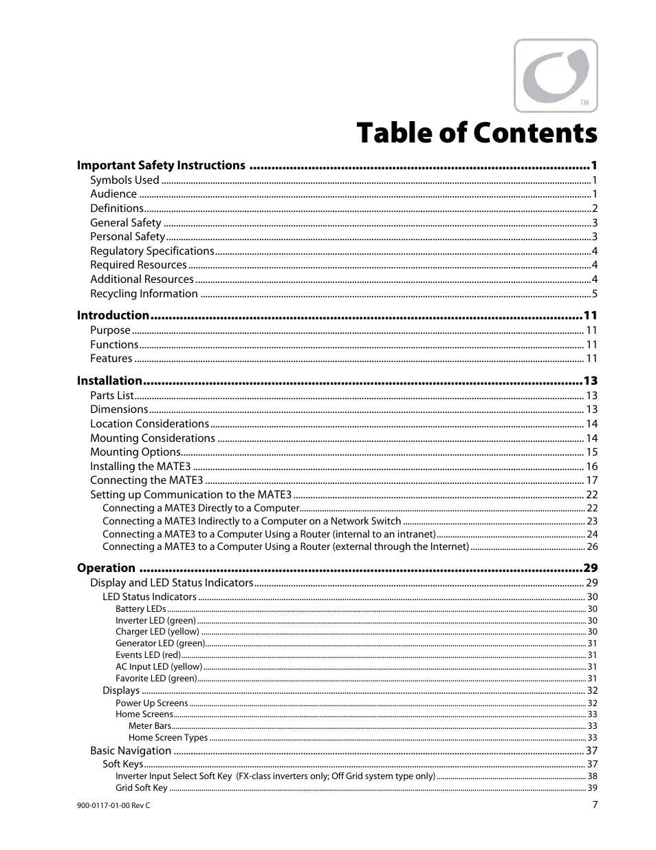 Outback Power Systems MATE3 Owners Manual User Manual | Page 9 / 190