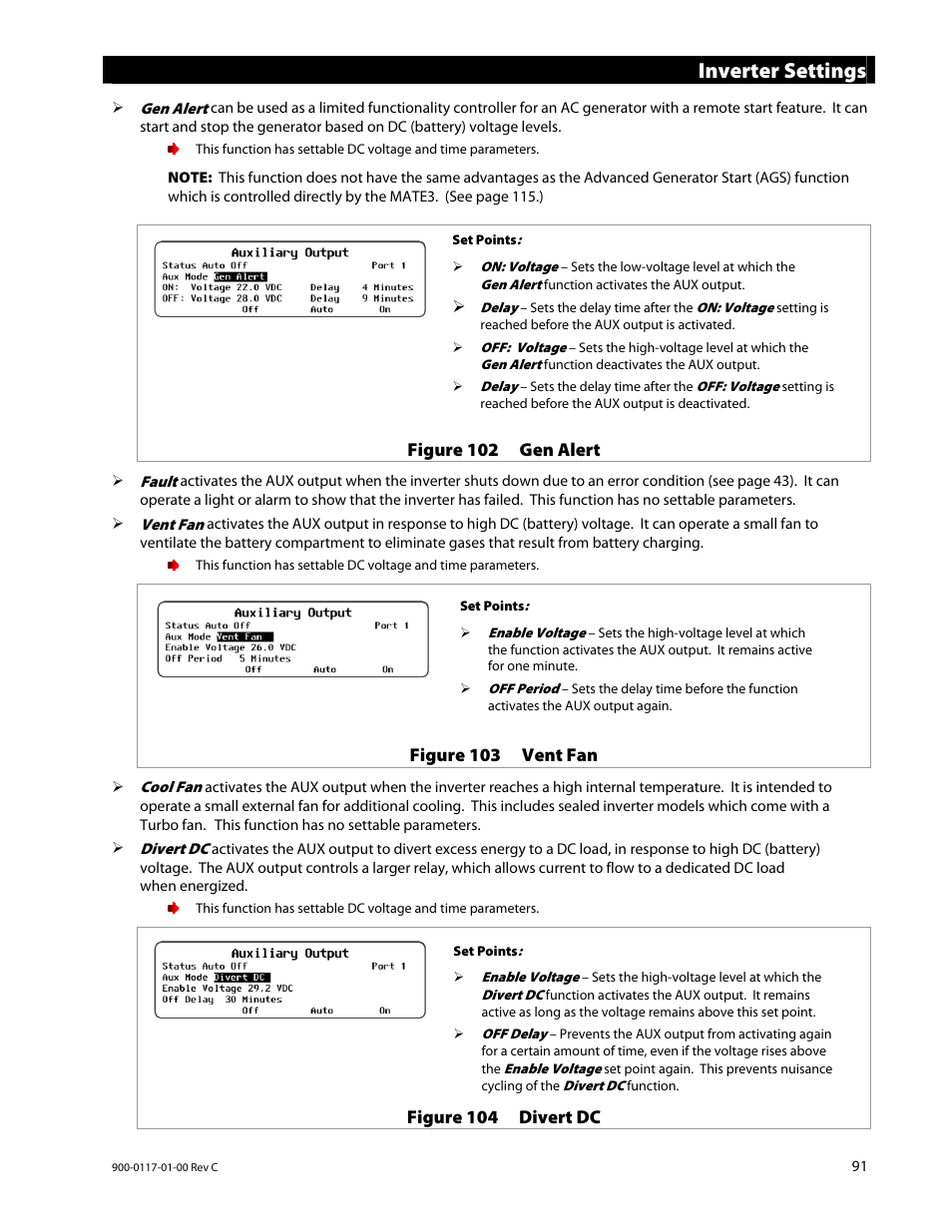 Inverter settings | Outback Power Systems MATE3 Owners Manual User Manual | Page 93 / 190