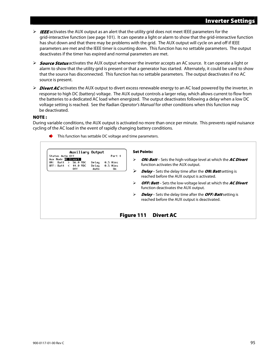 Inverter settings | Outback Power Systems MATE3 Owners Manual User Manual | Page 97 / 190