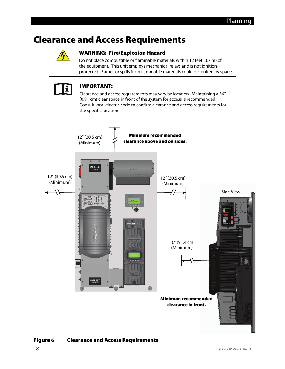 Clearance and access requirements, Figure 6, Planning | Outback Power Systems FLEXpower ONE One Fully Pre-Wired Single Inverter System Installation Manual User Manual | Page 20 / 72