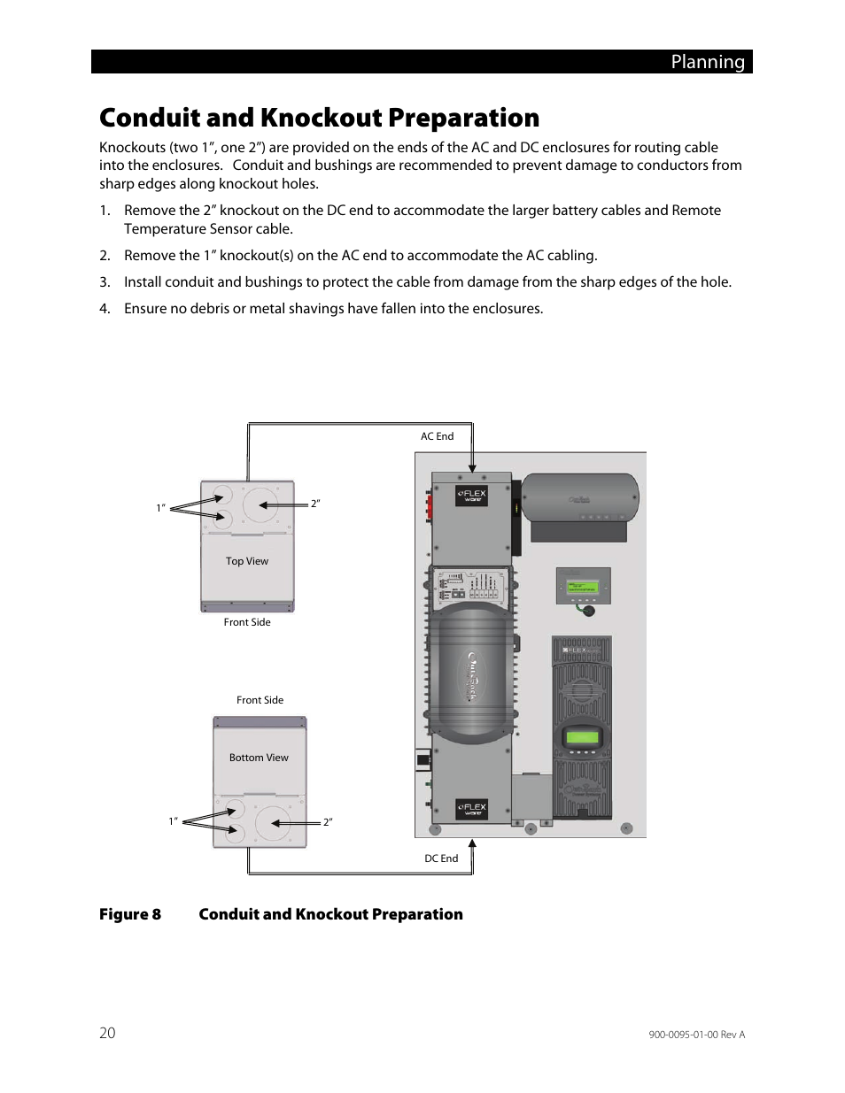 Conduit and knockout preparation, Figure 8, Planning | Outback Power Systems FLEXpower ONE One Fully Pre-Wired Single Inverter System Installation Manual User Manual | Page 22 / 72